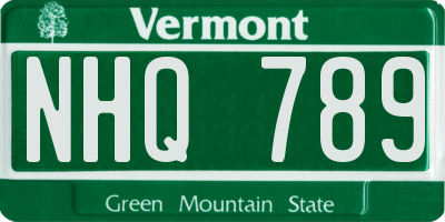 VT license plate NHQ789