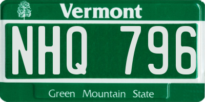 VT license plate NHQ796