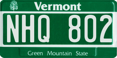 VT license plate NHQ802