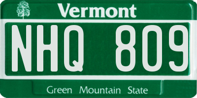 VT license plate NHQ809