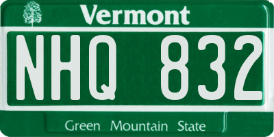 VT license plate NHQ832