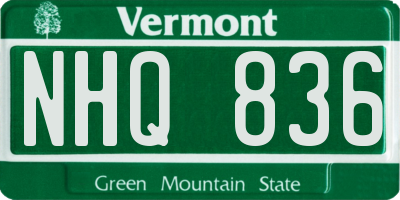 VT license plate NHQ836
