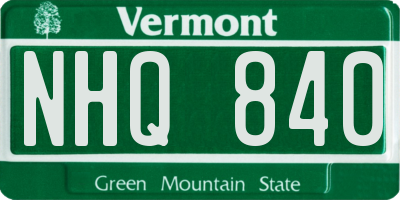 VT license plate NHQ840