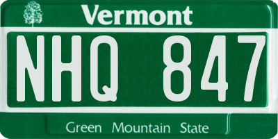 VT license plate NHQ847