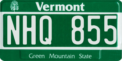 VT license plate NHQ855