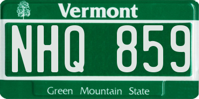 VT license plate NHQ859