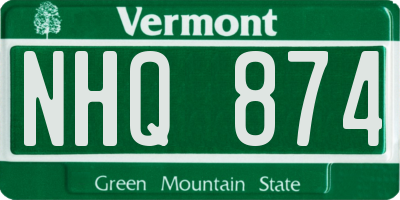 VT license plate NHQ874
