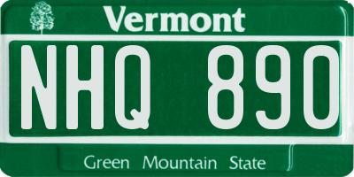 VT license plate NHQ890