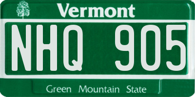 VT license plate NHQ905