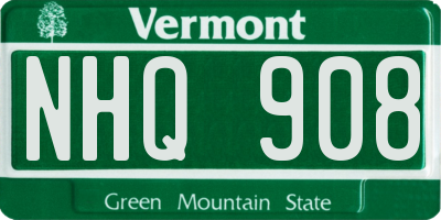 VT license plate NHQ908