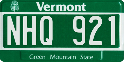 VT license plate NHQ921