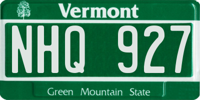 VT license plate NHQ927