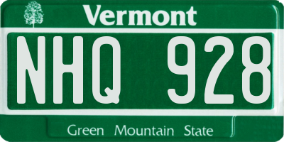 VT license plate NHQ928