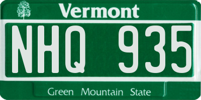 VT license plate NHQ935