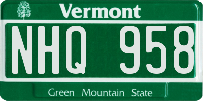 VT license plate NHQ958