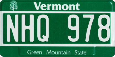 VT license plate NHQ978