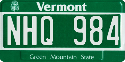 VT license plate NHQ984