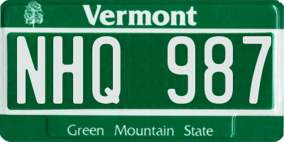 VT license plate NHQ987