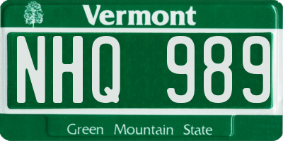 VT license plate NHQ989