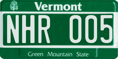 VT license plate NHR005
