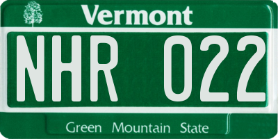 VT license plate NHR022