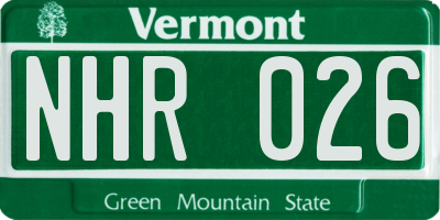 VT license plate NHR026