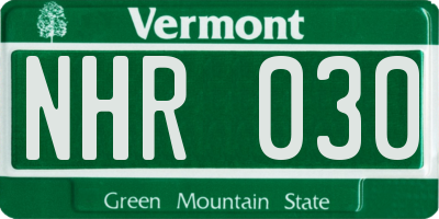 VT license plate NHR030