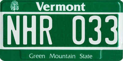 VT license plate NHR033