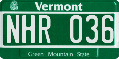 VT license plate NHR036