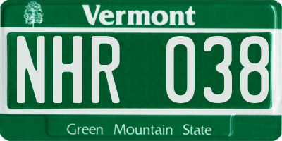 VT license plate NHR038