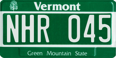 VT license plate NHR045
