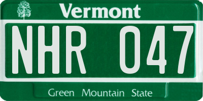 VT license plate NHR047