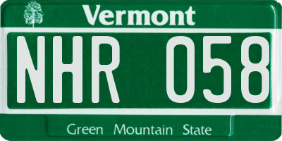 VT license plate NHR058