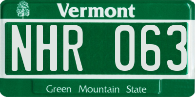VT license plate NHR063
