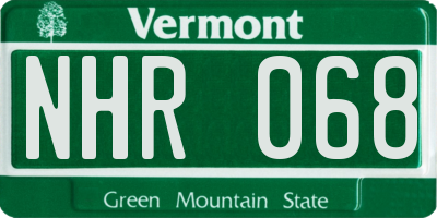 VT license plate NHR068