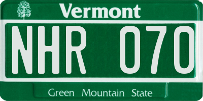 VT license plate NHR070