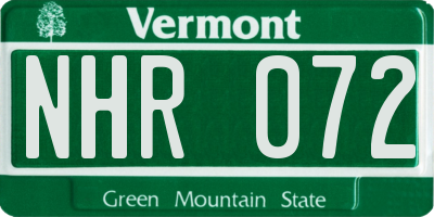 VT license plate NHR072