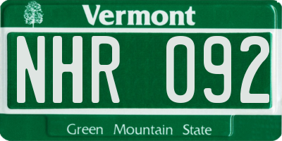 VT license plate NHR092