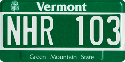 VT license plate NHR103