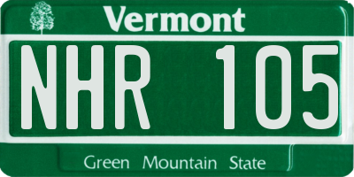 VT license plate NHR105