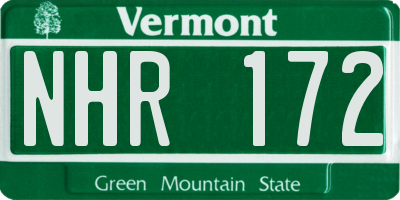VT license plate NHR172