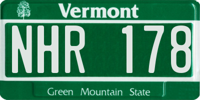 VT license plate NHR178