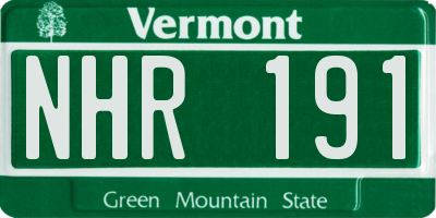 VT license plate NHR191