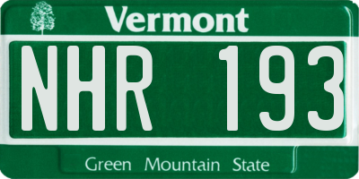 VT license plate NHR193