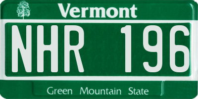 VT license plate NHR196