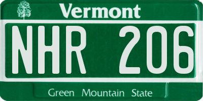 VT license plate NHR206