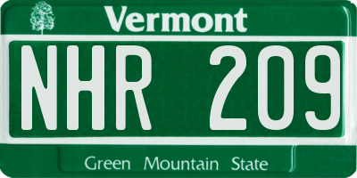 VT license plate NHR209