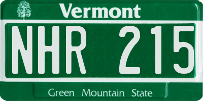 VT license plate NHR215