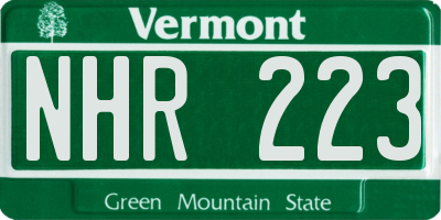 VT license plate NHR223