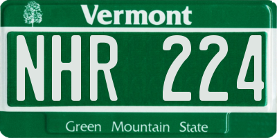 VT license plate NHR224